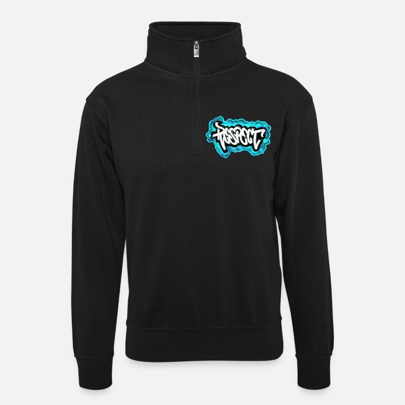 Respect Graffiti design - Unisex sweater with zip collar - black
