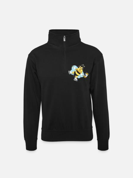 Bee Ice Hockey Sticks - Unisex sweater with zip collar - black