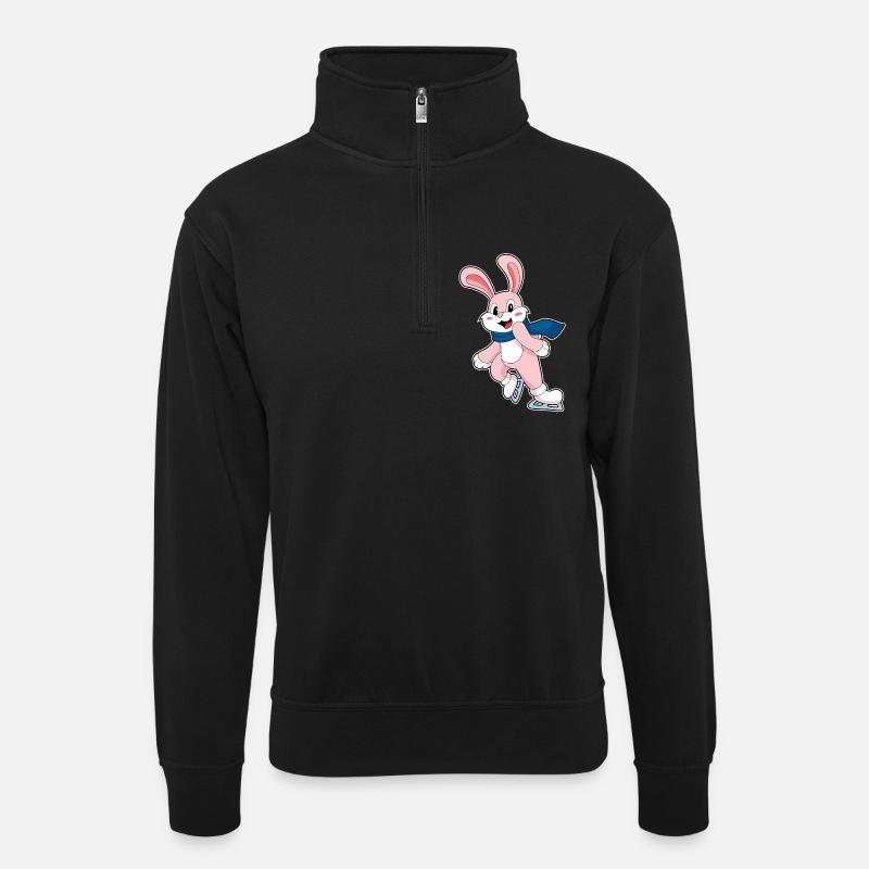 Lapin patins à glace - Sweat col montant zippé unisexe - noir