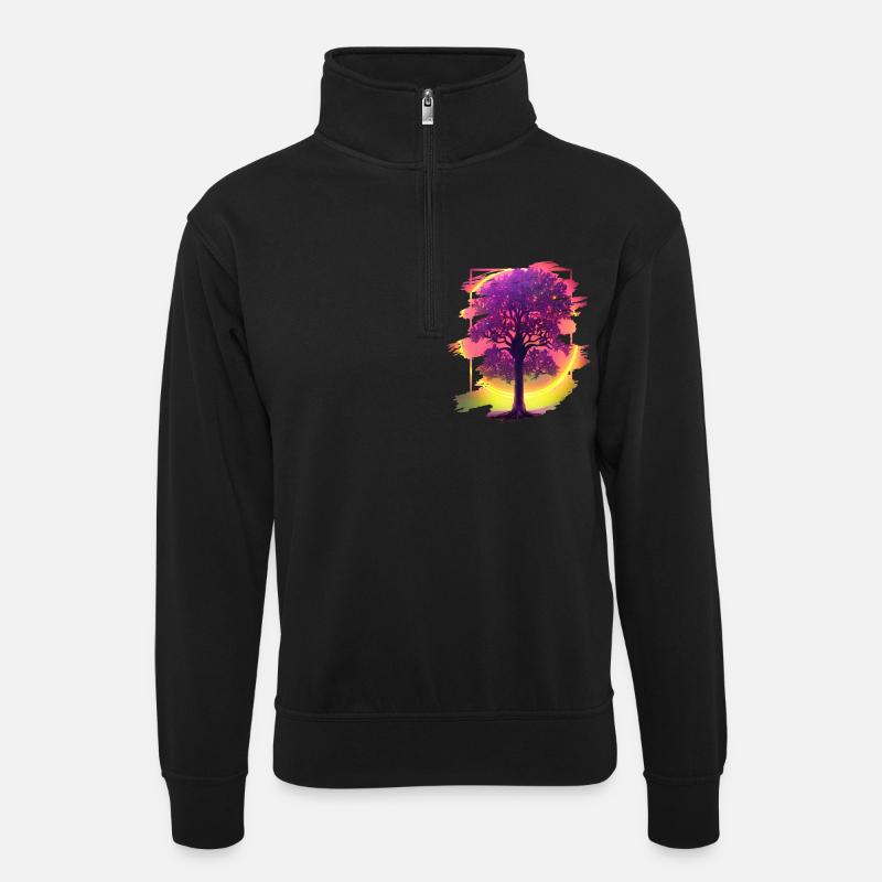 Arbre - Sweat col montant zippé unisexe - noir