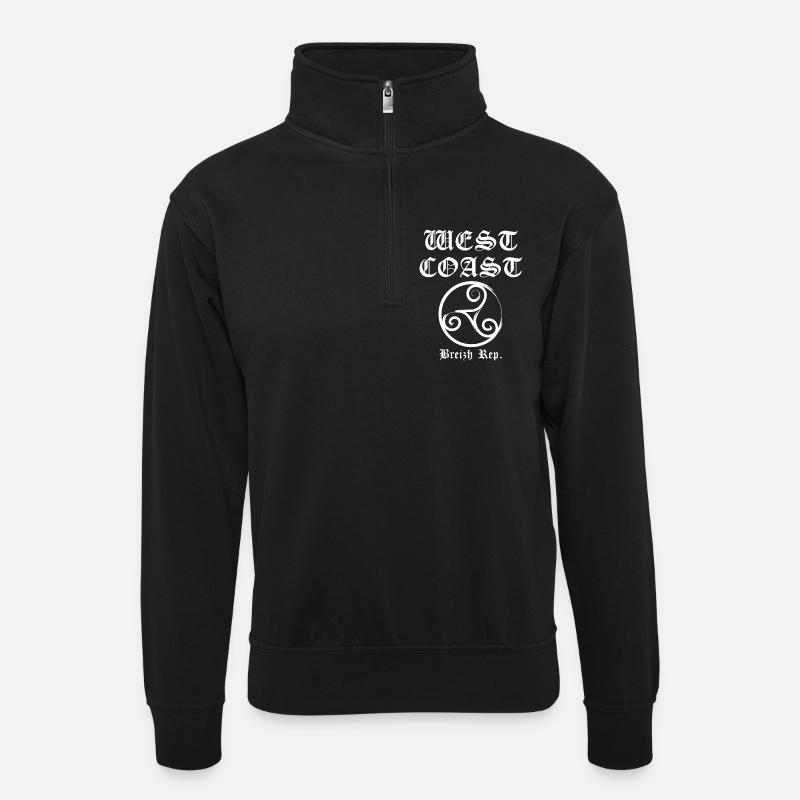 westcoast Breizh blanc - Sweat col montant zippé unisexe - noir