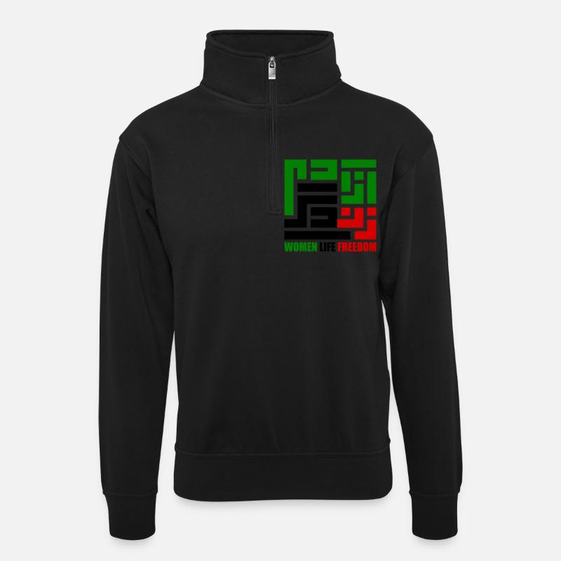 Women life freedom - Unisex Pullover mit Zip-Kragen - Schwarz