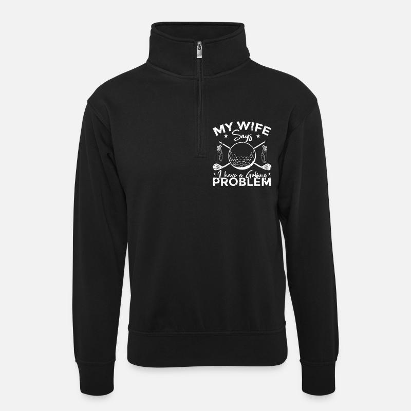 Golf Problems - Unisex sweater with zip collar - black