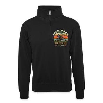 J peux pas j ai pêche Vintage - Sweat col montant zippé unisexe - noir - Devant