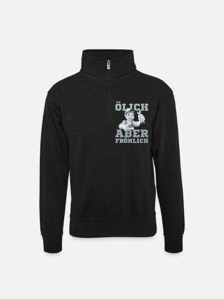 Fröhlicher Handwerker Daumenhoch - Unisex Pullover mit Zip-Kragen - Schwarz