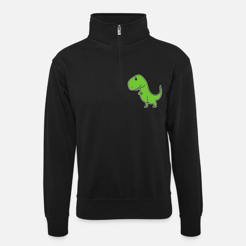 Dinosaure Vert - Sweat col montant zippé unisexe - noir
