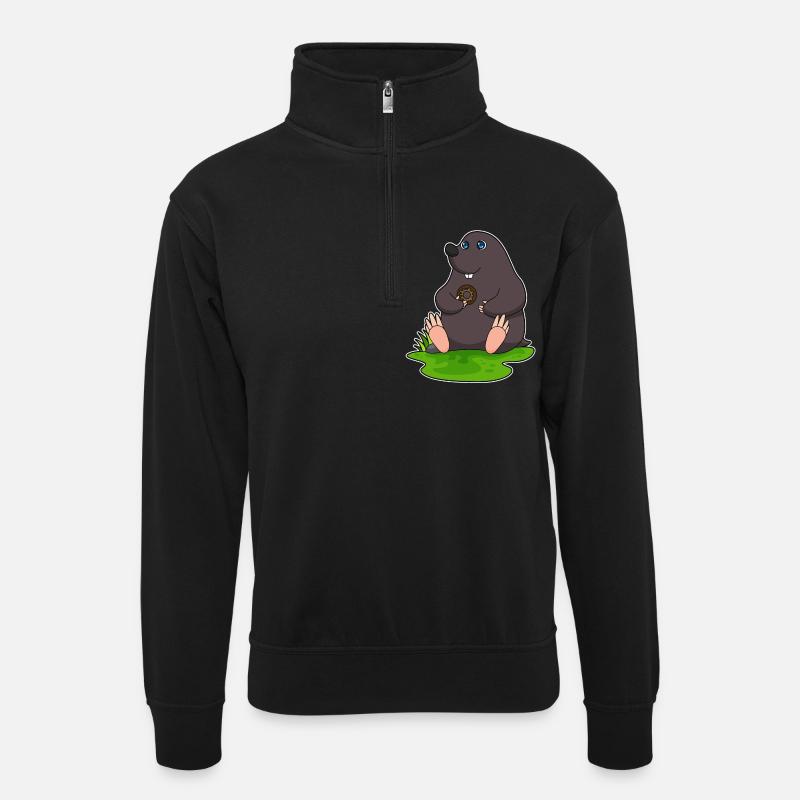 Taupe beignet - Sweat col montant zippé unisexe - noir
