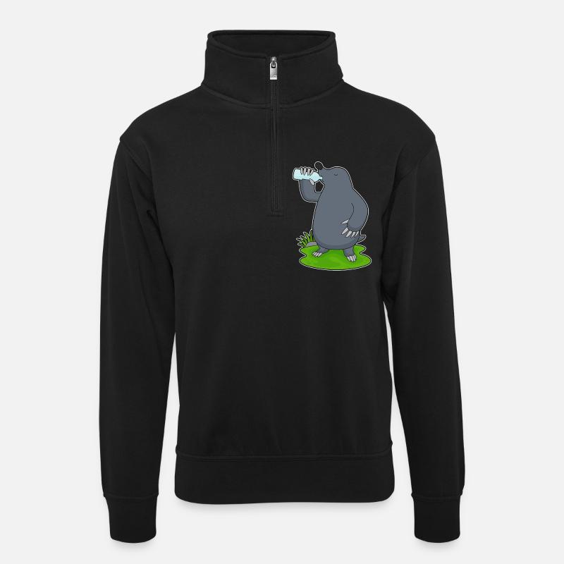 Mole water bottle - Unisex sweater with zip collar - black