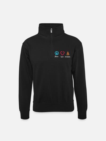Peace Love Badminton - Unisex sweater with zip collar - black