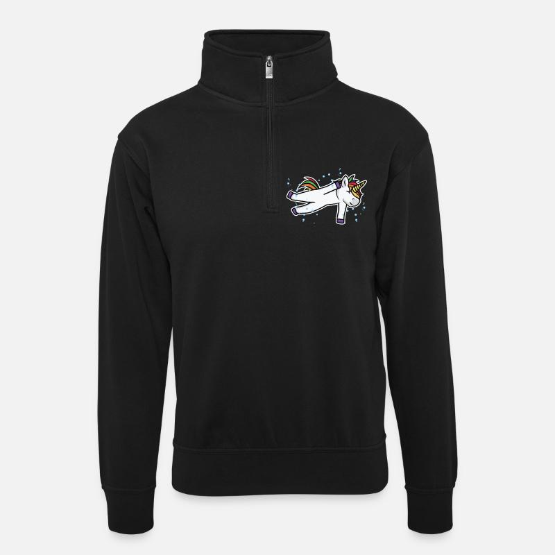 Swimmer Unicorn - Unisex sweater with zip collar - black