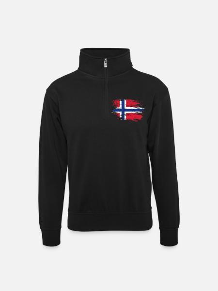 Norway flag used - Unisex sweater with zip collar - black