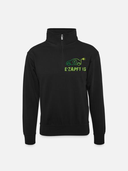 Elektrisches Auto Design - Unisex Pullover mit Zip-Kragen - Schwarz