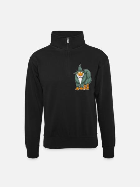 Tiger Halloween Wizard - Unisex sweater with zip collar - black
