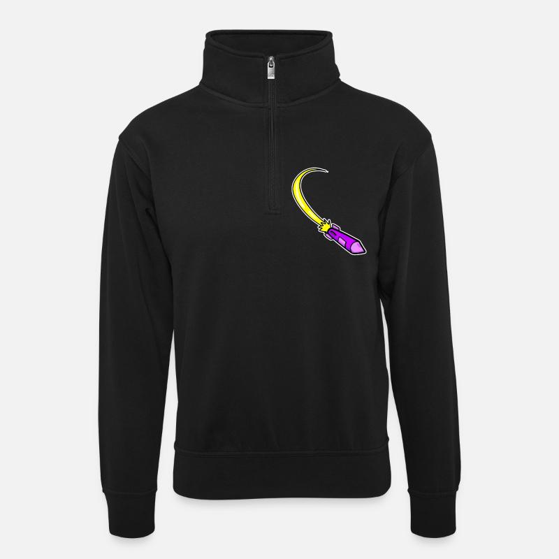 Fusée violette - Sweat col montant zippé unisexe - noir