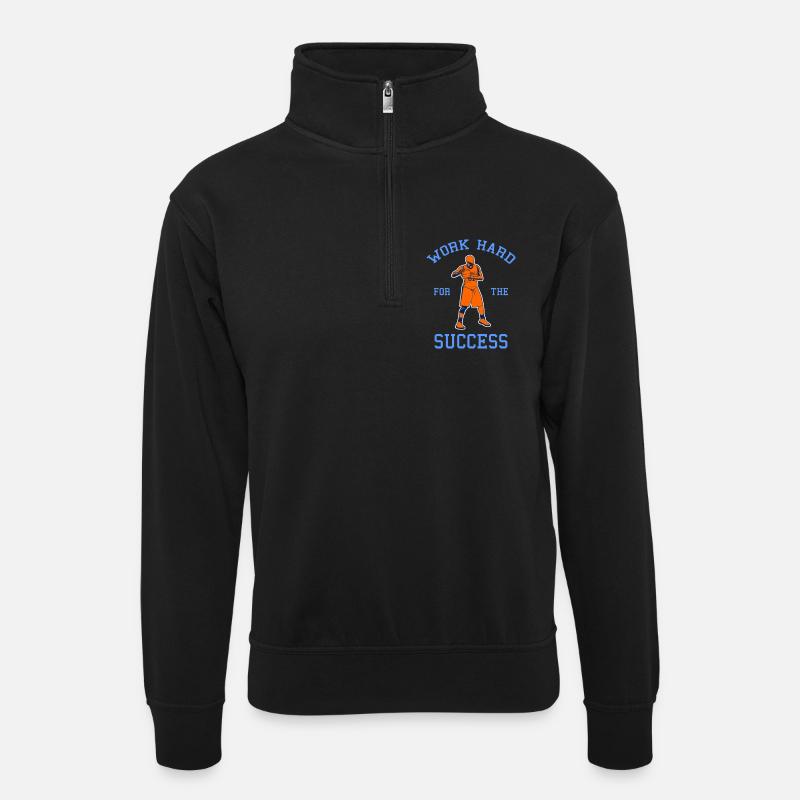 Motivation Basketball - Unisex Pullover mit Zip-Kragen - Schwarz