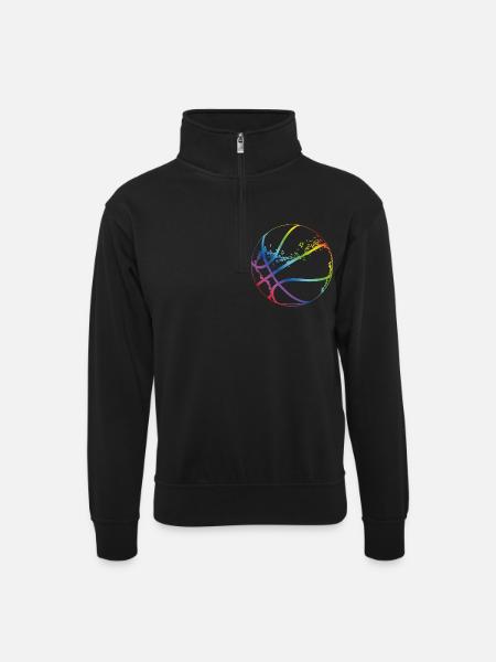 Basketball Sketch - Unisex sweater with zip collar - black
