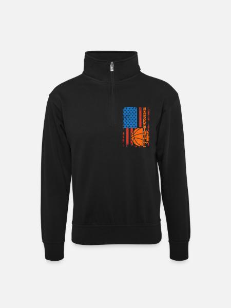 Basketball USA Flag - Unisex sweater with zip collar - black