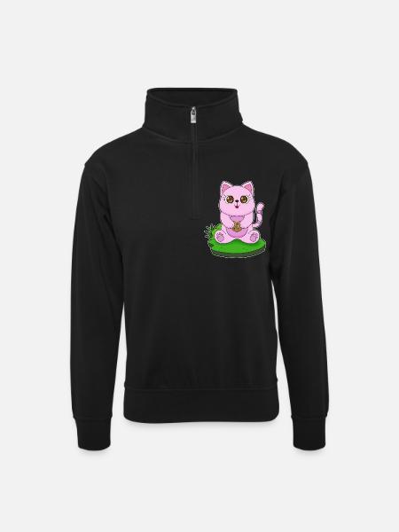 Chat Cookie - Sweat col montant zippé unisexe - noir