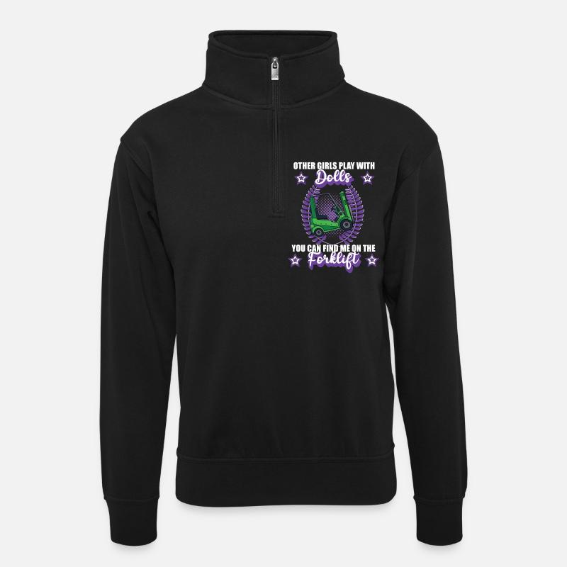 Gabelstapler Lageristin Forklift Logistik Beruf  - Unisex Pullover mit Zip-Kragen - Schwarz