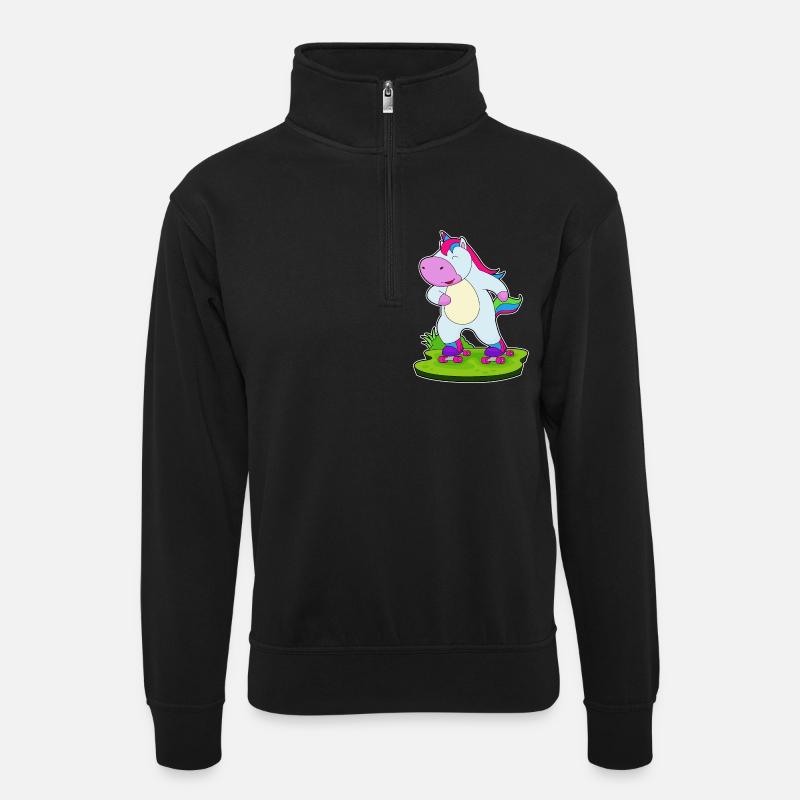Einhorn Inline skating Rollschuhe - Unisex Pullover mit Zip-Kragen - Schwarz