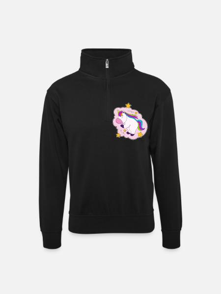 Unicorn Clouds - Unisex sweater with zip collar - black