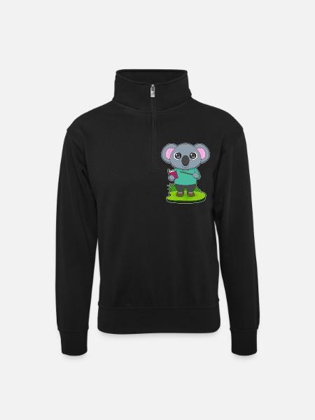 Koala Teacher Pointing Stick School - Unisex sweater with zip collar - black