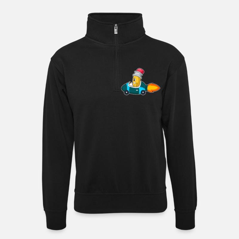Voiture crayon - Sweat col montant zippé unisexe - noir