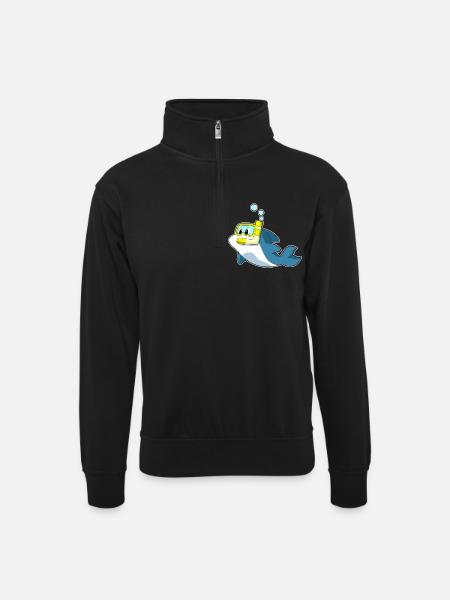 Dolphin Diver Snorkel Diving - Unisex sweater with zip collar - black