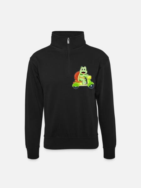 Turtle Scooter - Unisex sweater with zip collar - black