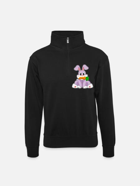 Rabbit Carrot - Unisex sweater with zip collar - black
