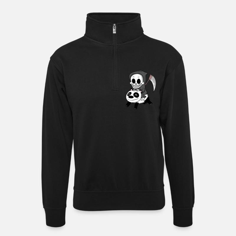 Grim Reaper Panda - Unisex sweater with zip collar - black