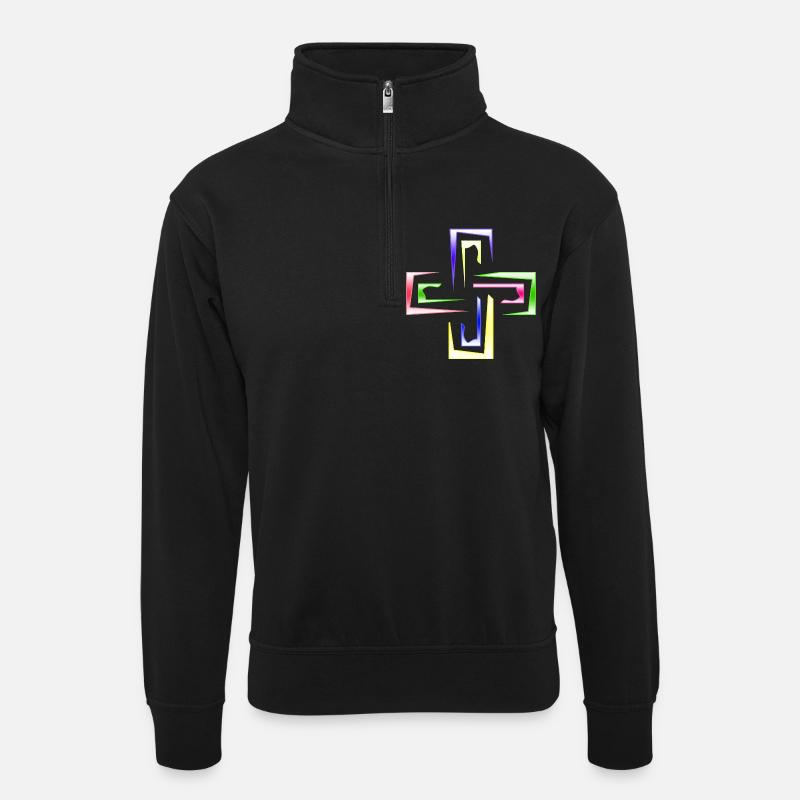 Neon Prism Frames Abstract Logo - Unisex sweater with zip collar - black