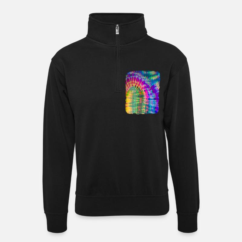Tie Dye Batik - Sweat col montant zippé unisexe - noir