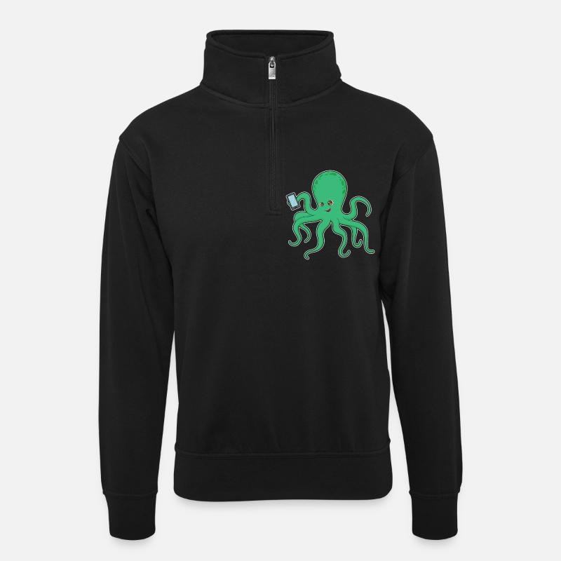 Octopus Mobile - Unisex sweater with zip collar - black