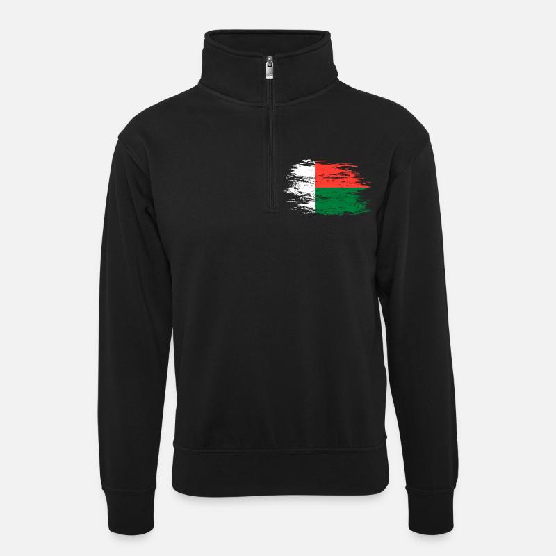 Drapeau de Madagascar utilisé - Sweat col montant zippé unisexe - noir