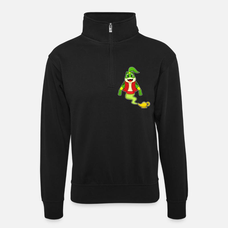 Génie grenouille - Sweat col montant zippé unisexe - noir