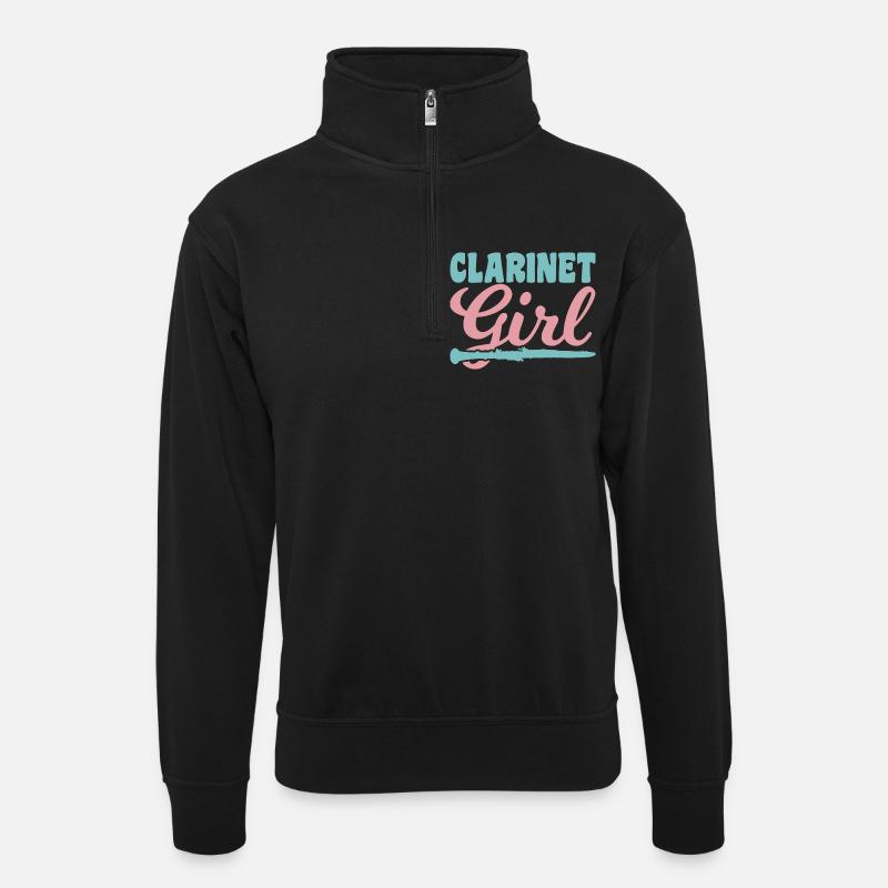 Clarinet player - Unisex sweater with zip collar - black