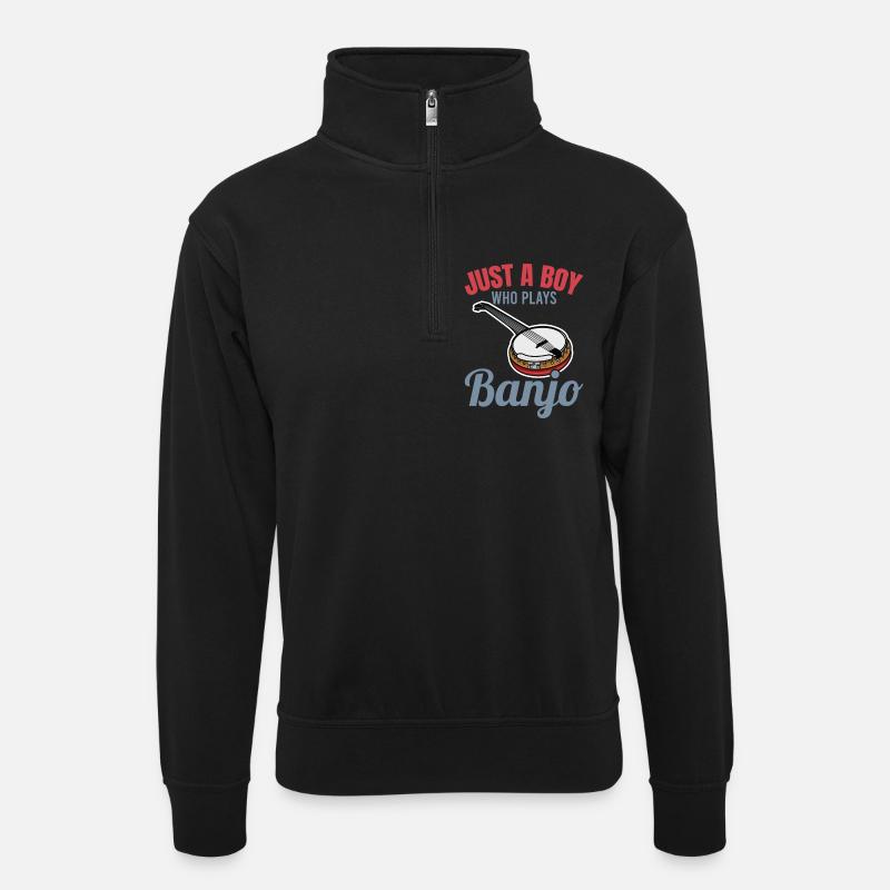 Banjo Junge - Unisex Pullover mit Zip-Kragen - Schwarz