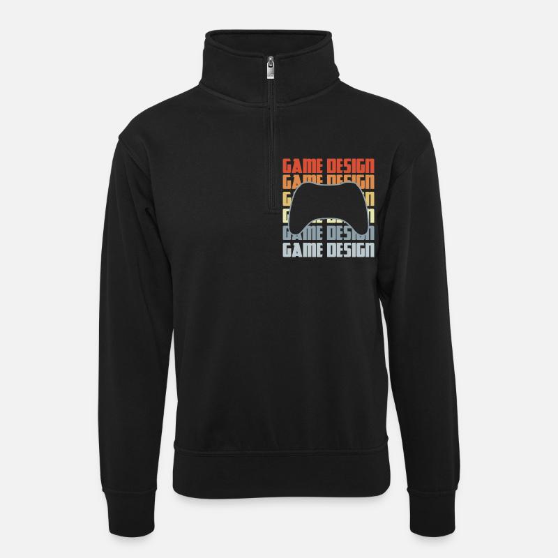 Game Dev - Unisex sweater with zip collar - black