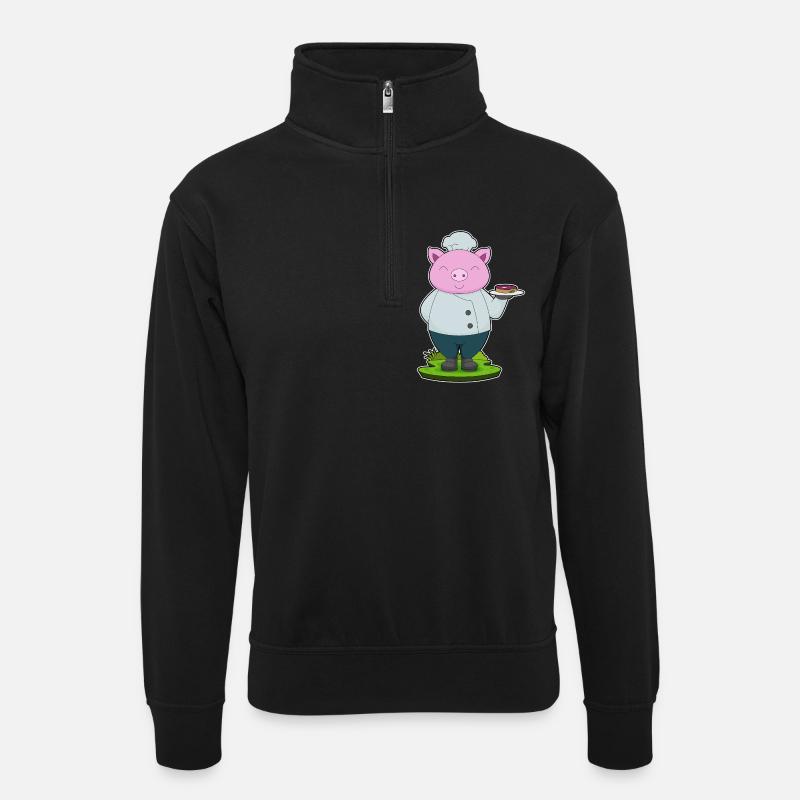 Pork Cook Meat Cooking - Unisex sweater with zip collar - black
