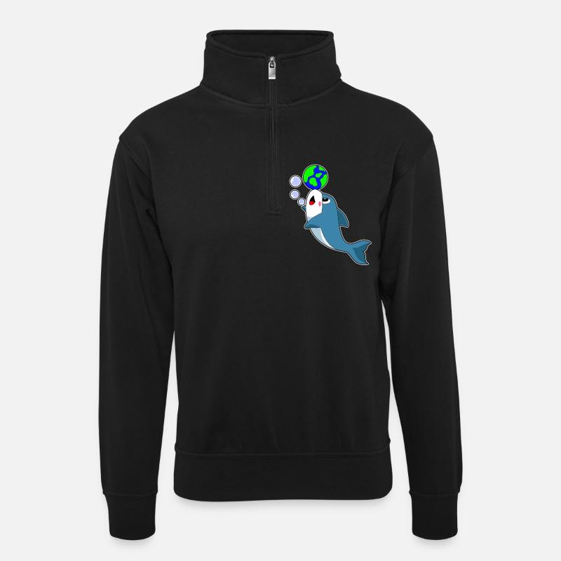Terre de dauphins - Sweat col montant zippé unisexe - noir