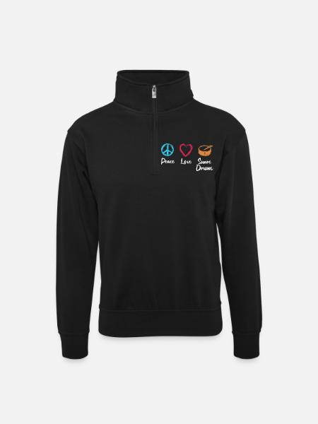 Peace Love Drum - Unisex sweater with zip collar - black