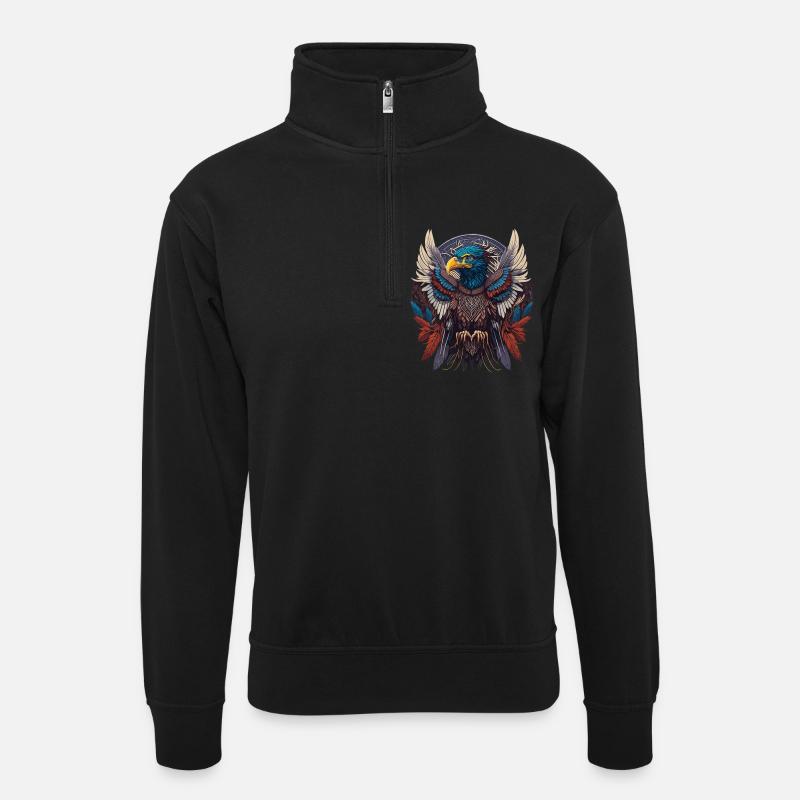 Attrape-rêves aigle amérindien - Sweat col montant zippé unisexe - noir