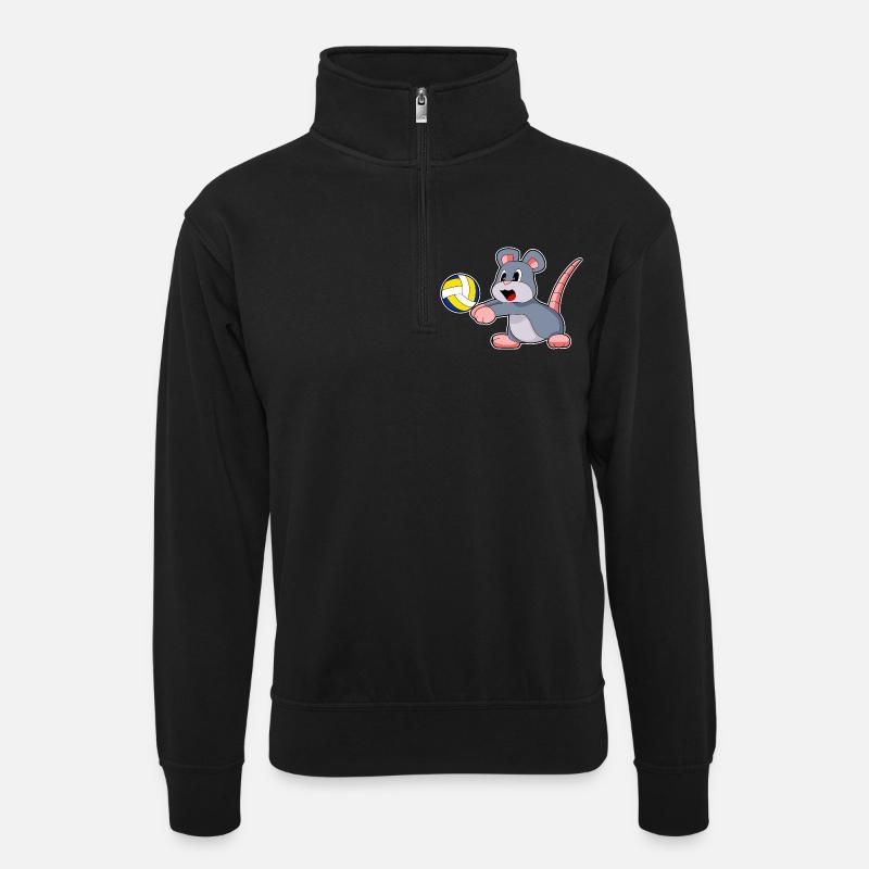 Volleyball de souris - Sweat col montant zippé unisexe - noir