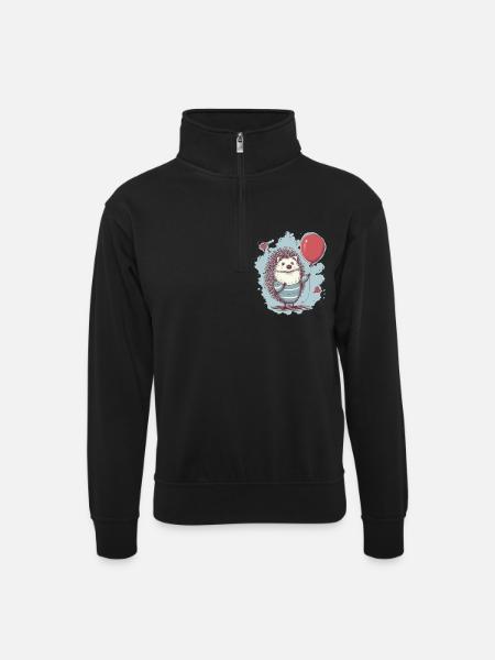 Hérisson mignon avec ballon - Sweat col montant zippé unisexe - noir