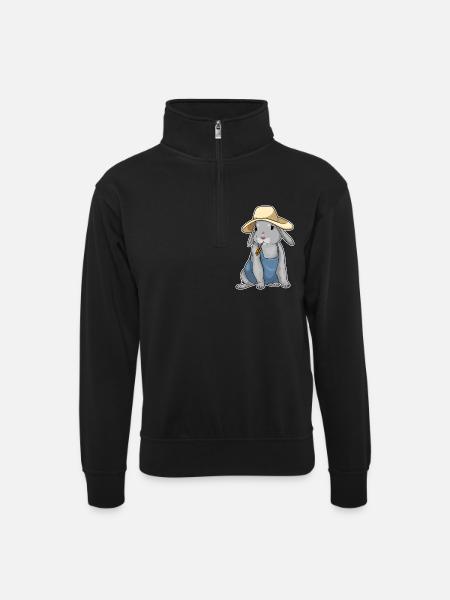 Rabbit Farmer Wheat Farm - Unisex sweater with zip collar - black