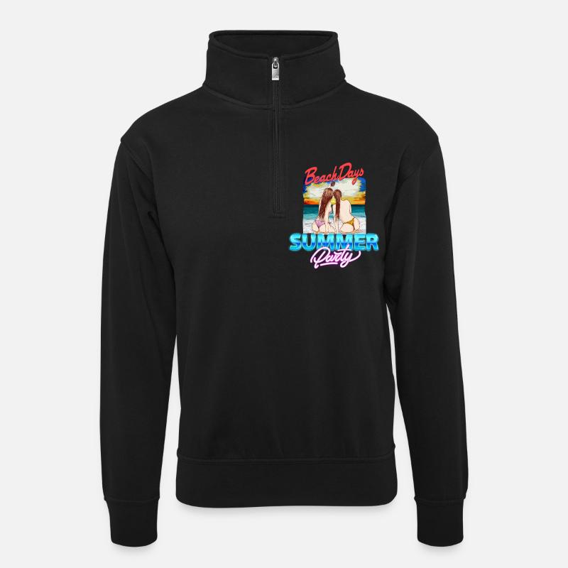 Journées à la plage - Sweat col montant zippé unisexe - noir