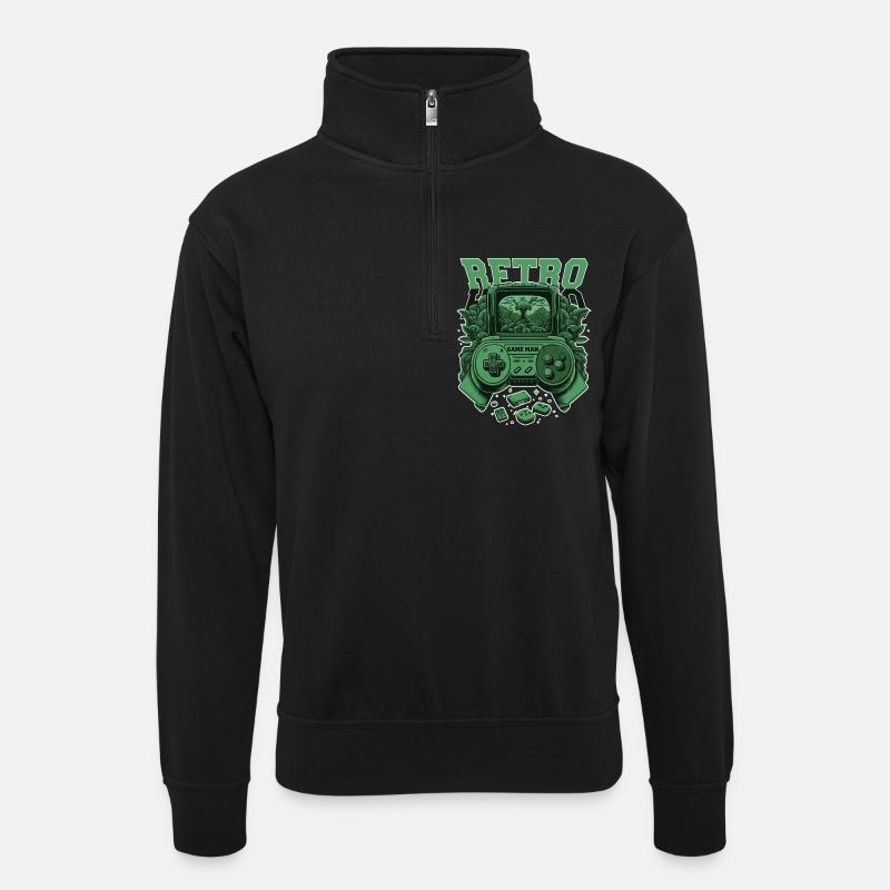 Console rétro - Sweat col montant zippé unisexe - noir