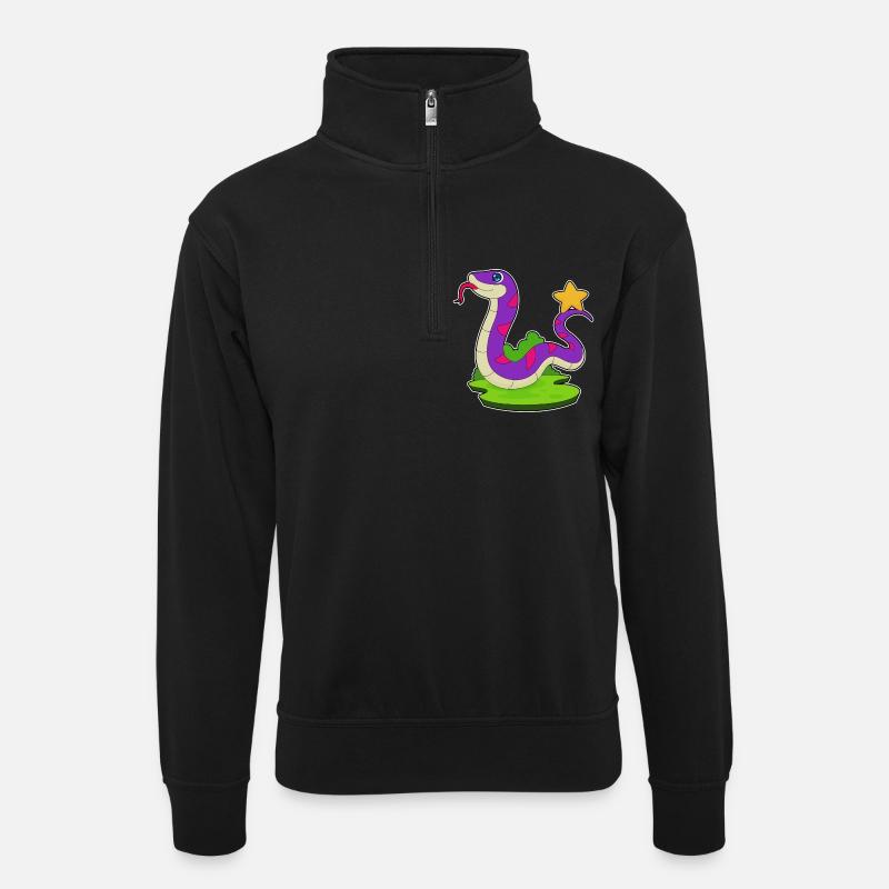 Étoile du serpent - Sweat col montant zippé unisexe - noir
