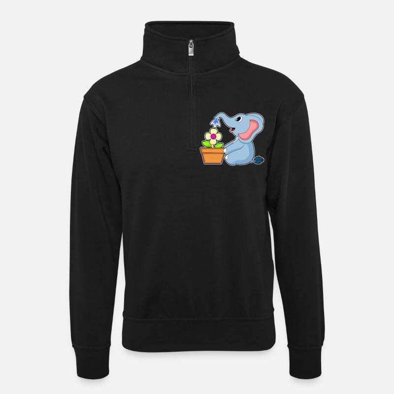 Fleur de pot de fleurs d’éléphant - Sweat col montant zippé unisexe - noir